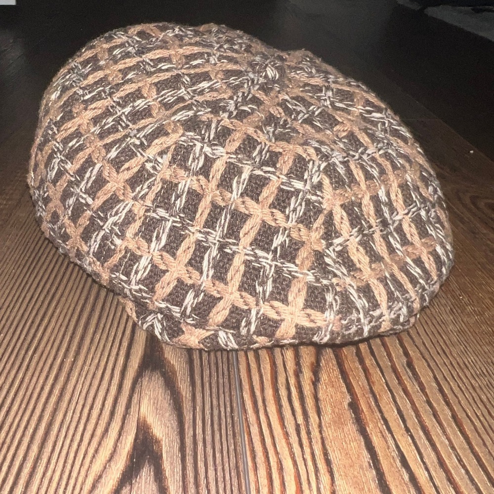 Angelino Men's Brown Basketweave Flat Cap Newsboy Ivy Hat Cotton L/XL
